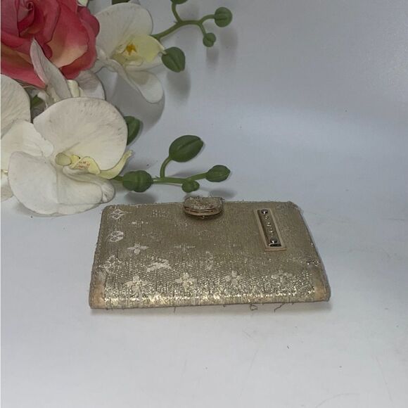 Authentic Louis Vuitton Shimmering Leather Card Wallet Gold - Picture 3 of 9